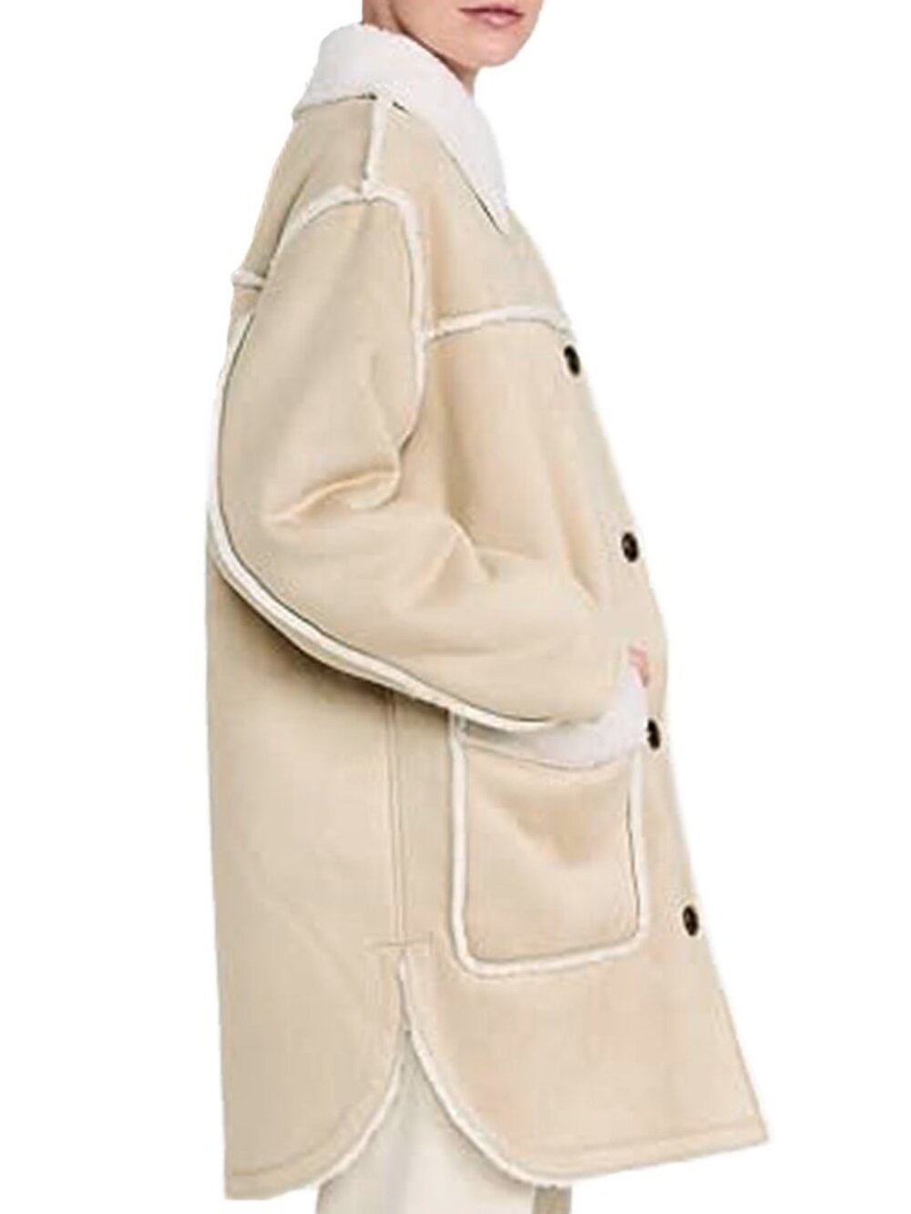 UGG Women's Takara Faux Shearling Fleece Oversized Jacket Coat Sand Size M - Picture 3 of 6